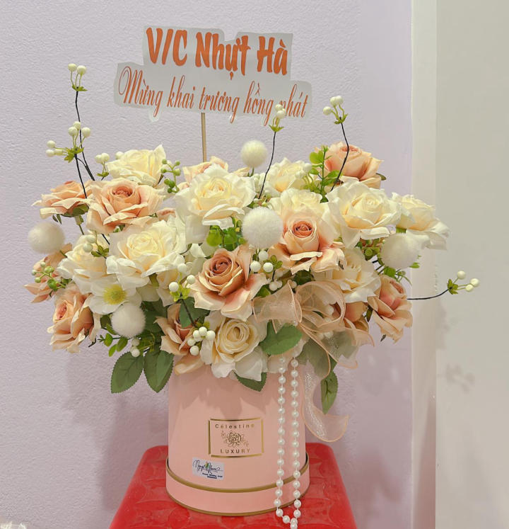 hoa sinh nhật, giỏ hoa sinh nhật tông trắng, hoa sinh nhật tông trắng đẹp