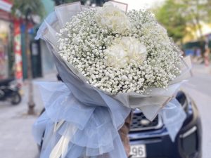 hoa sinh nhật, Bó hoa sinh nhật tông trắng, hoa sinh nhật tông trắng