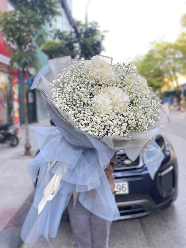 hoa sinh nhật, Bó hoa sinh nhật tông trắng, hoa sinh nhật tông trắng