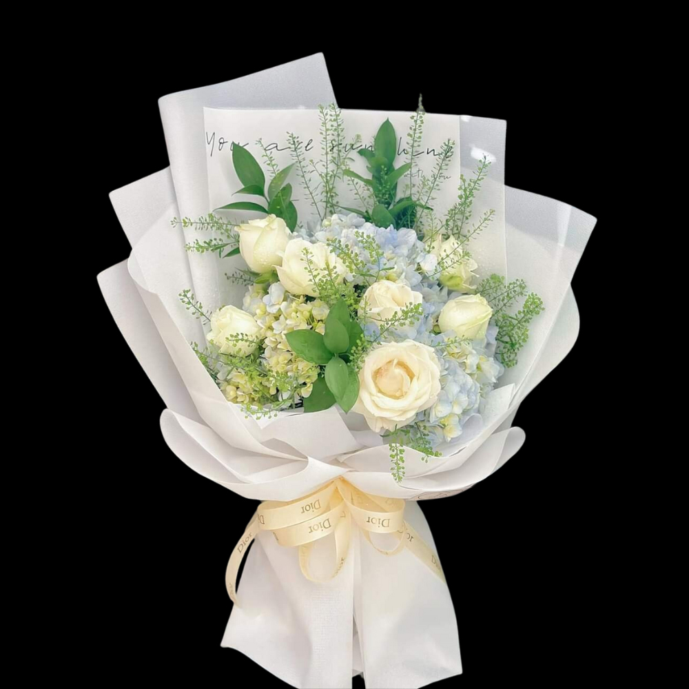 hoa sinh nhật, Bó hoa sinh nhật tông trắng, hoa sinh nhật tông trắng